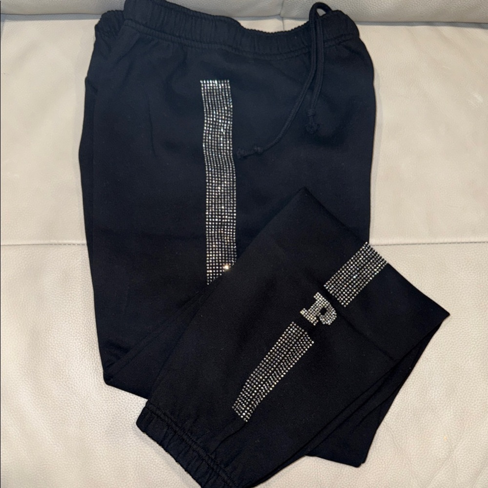 Victoria's Secret Black Track Pants with Silver Accents